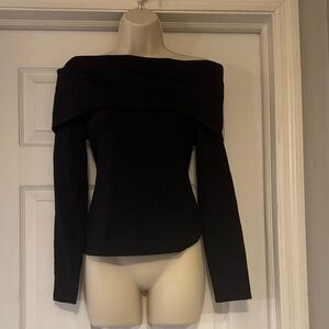 Theory Elegant Black Off-Shoulder Top